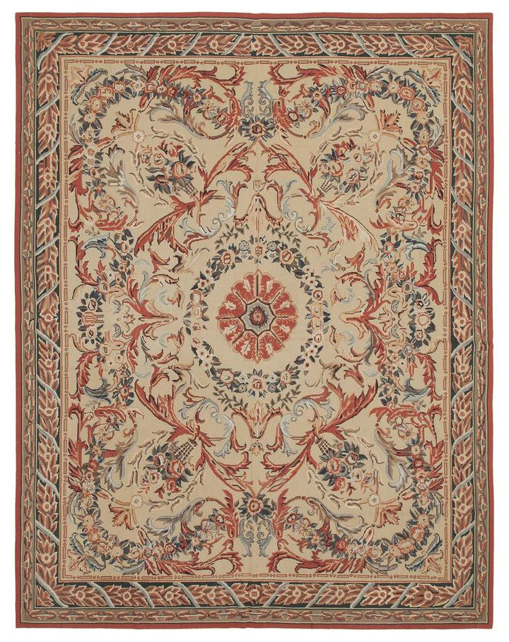 8x10 Beige Needlepoint Kilim Rug - 22059