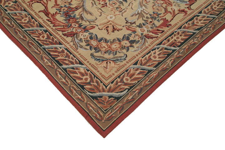 8x10 Beige Needlepoint Kilim Rug - 22059