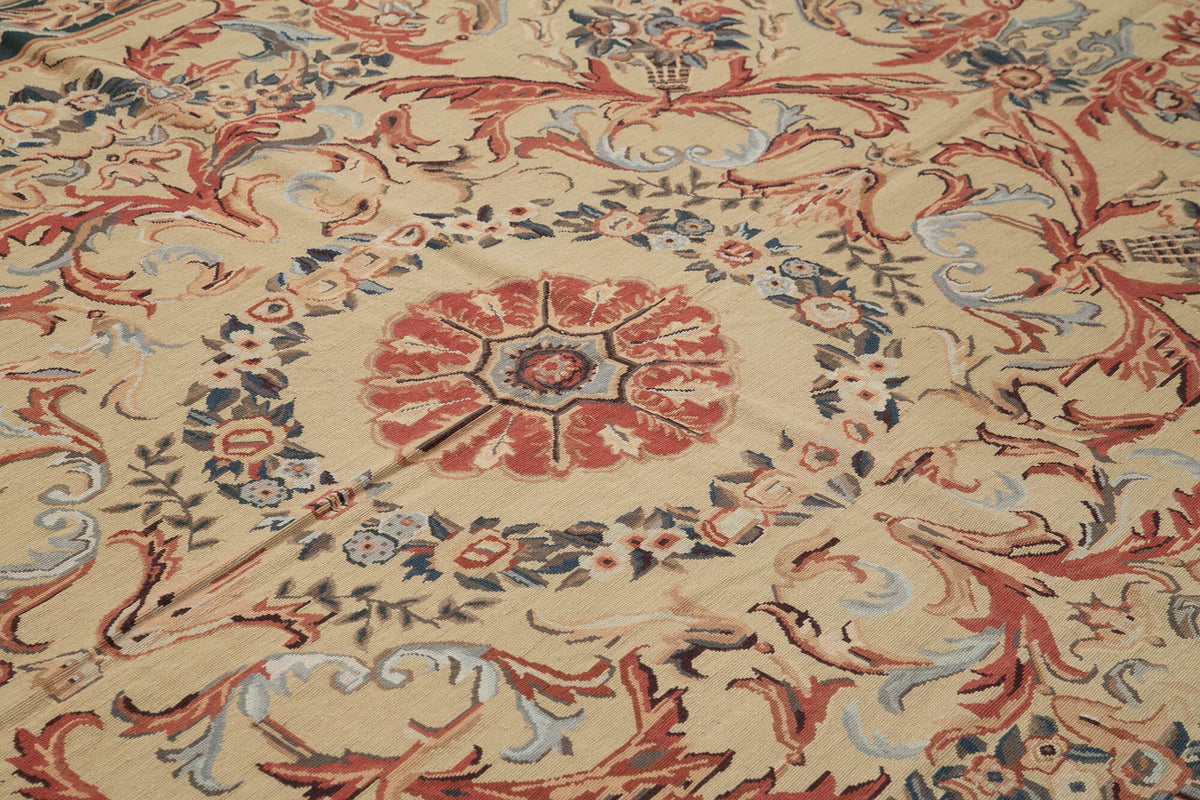 8x10 Beige Needlepoint Kilim Rug - 22059