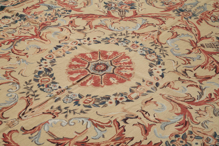 8x10 Beige Needlepoint Kilim Rug - 22059