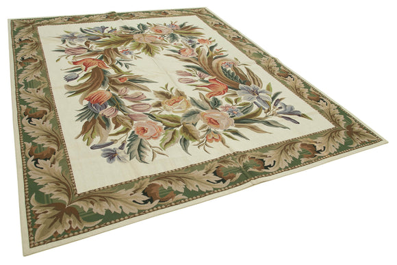 8x10 Beige Needlepoint Kilim Rug - 22061