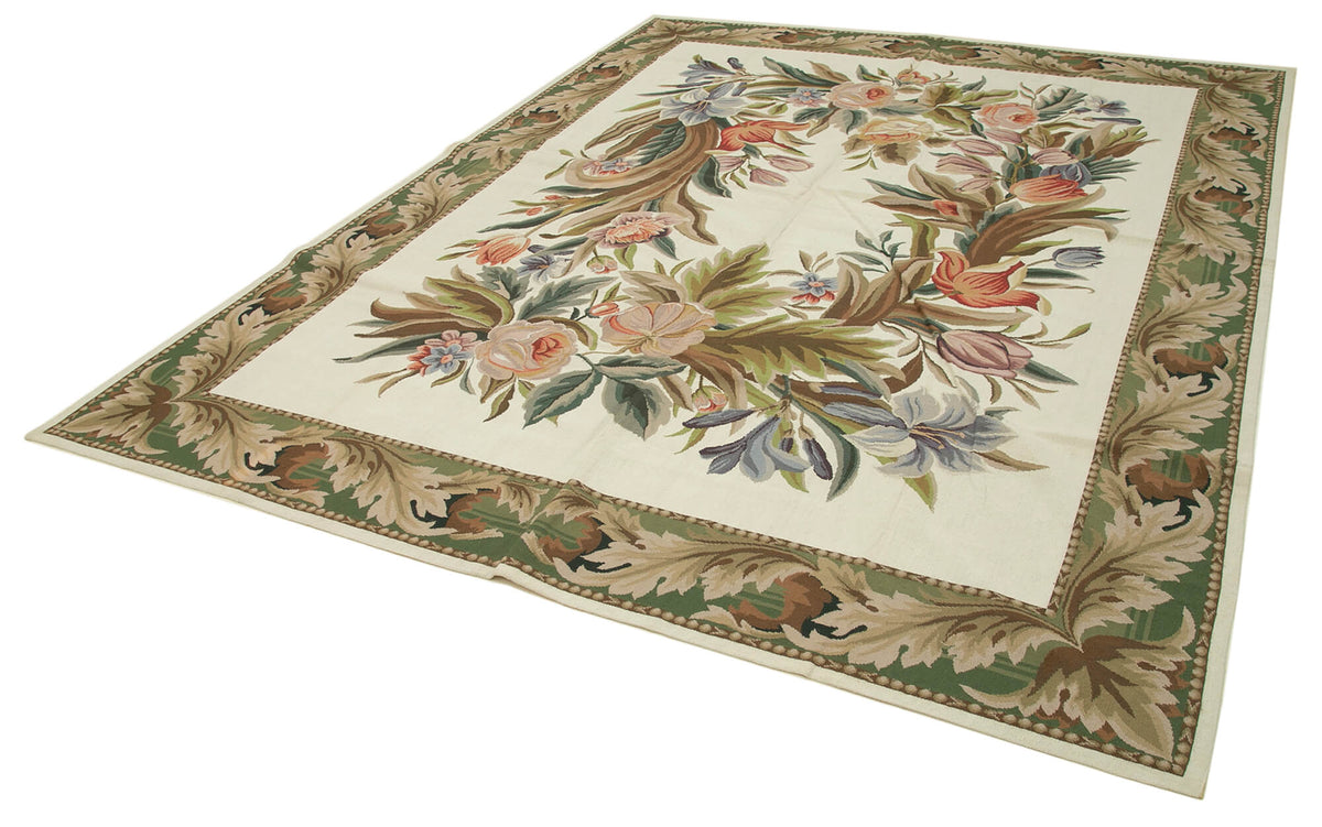 8x10 Beige Needlepoint Kilim Rug - 22061