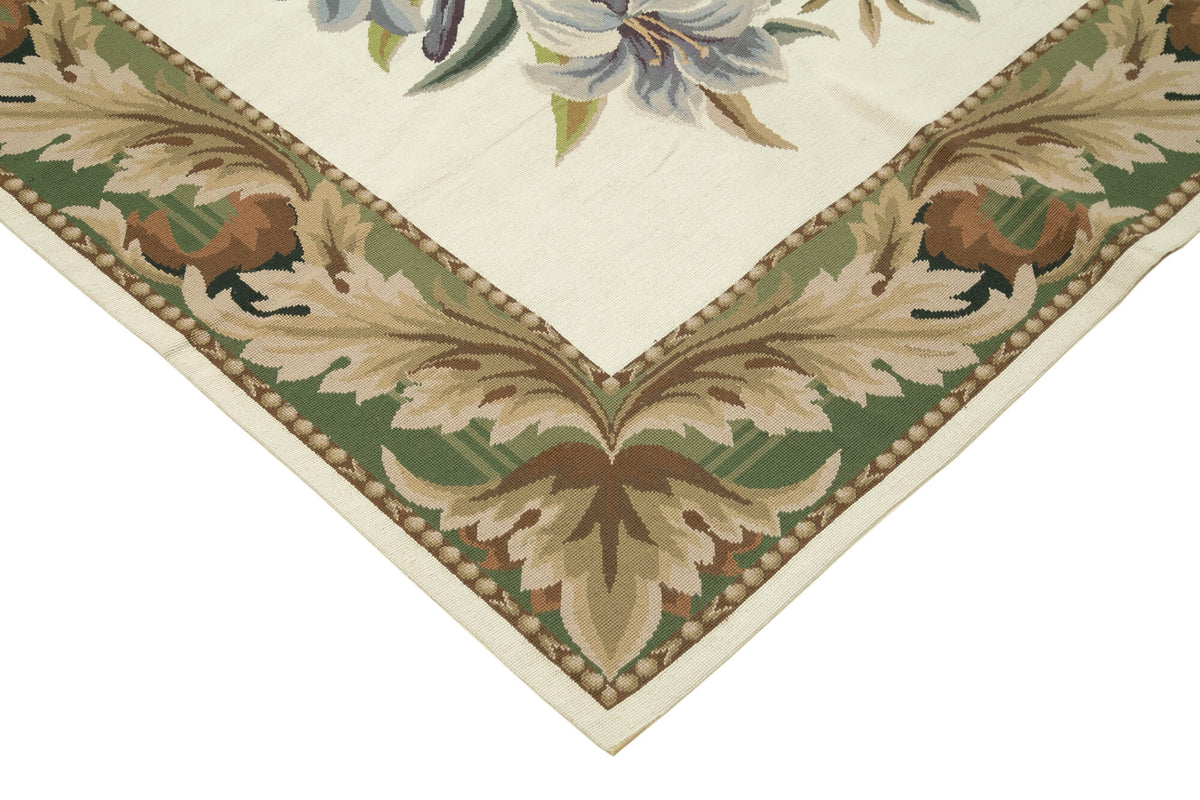 8x10 Beige Needlepoint Kilim Rug - 22061