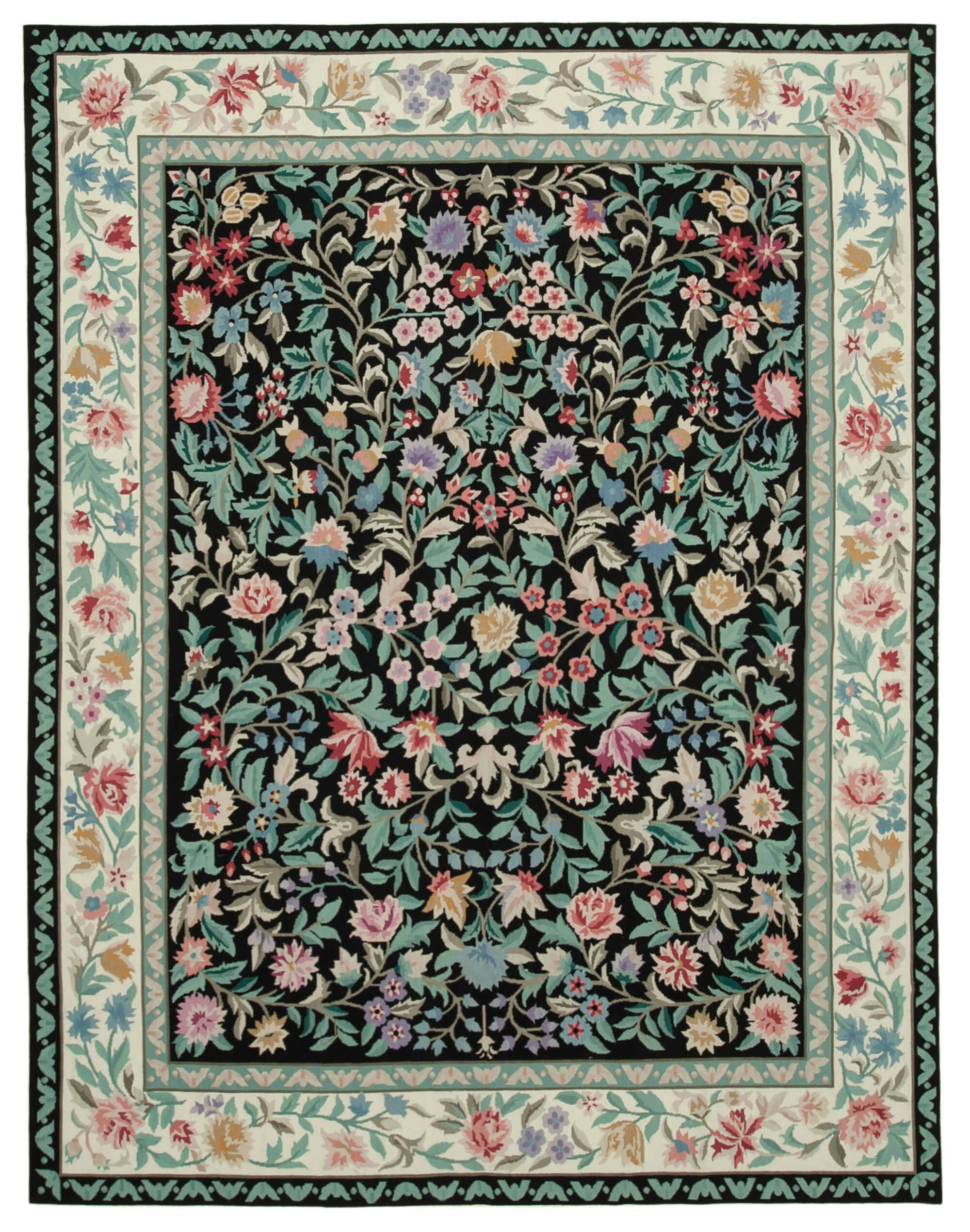 8x10 Black Needlepoint Kilim Rug - 22064