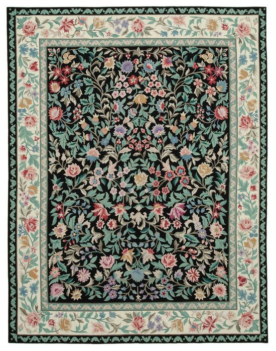 8x10 Black Needlepoint Kilim Rug - 22064