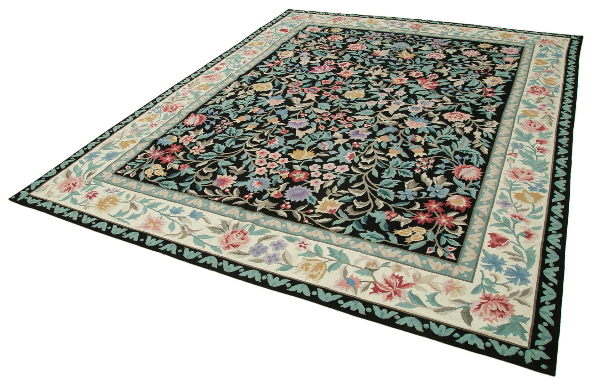 8x10 Black Needlepoint Kilim Rug - 22064