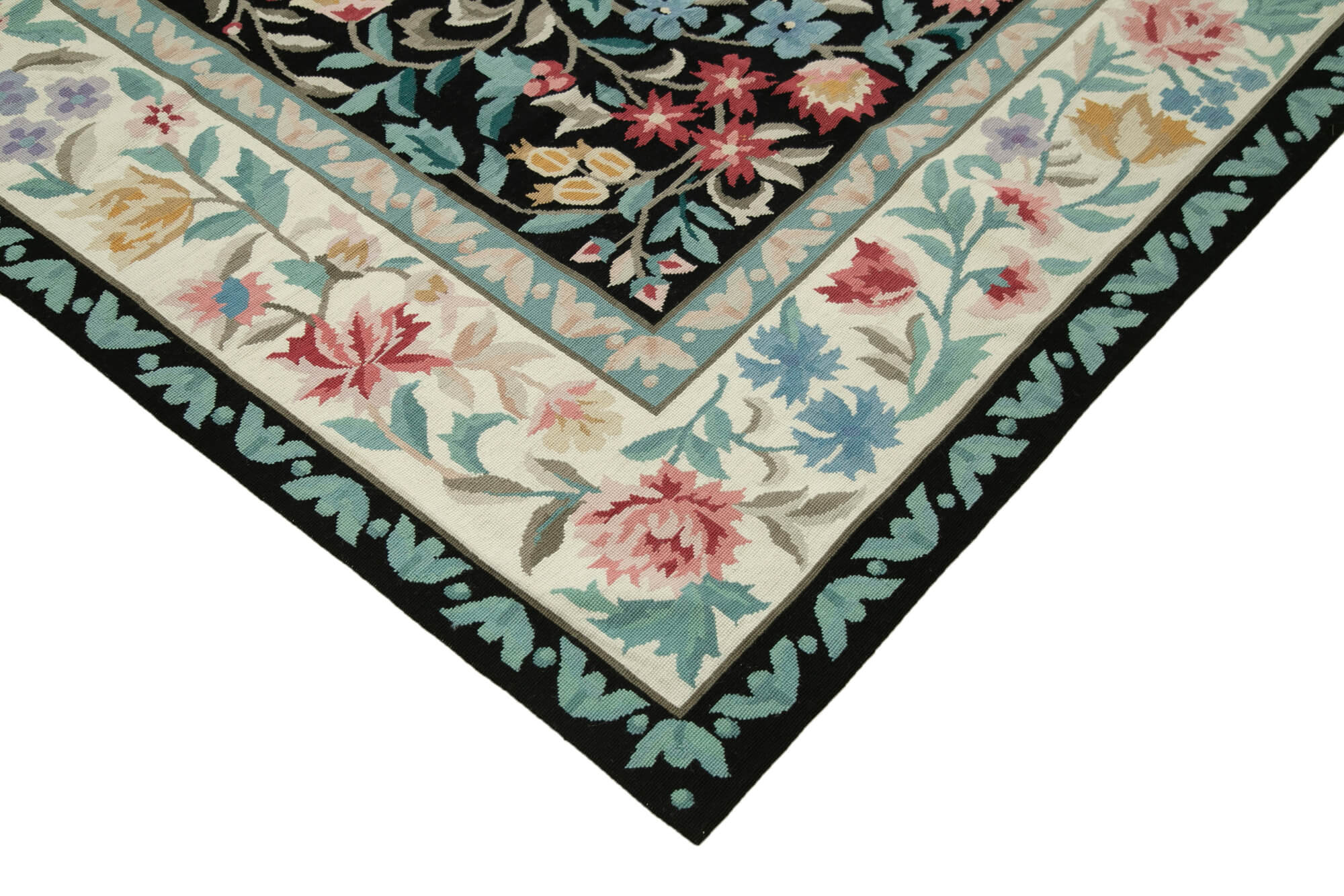 8x10 Black Needlepoint Kilim Rug - 22064