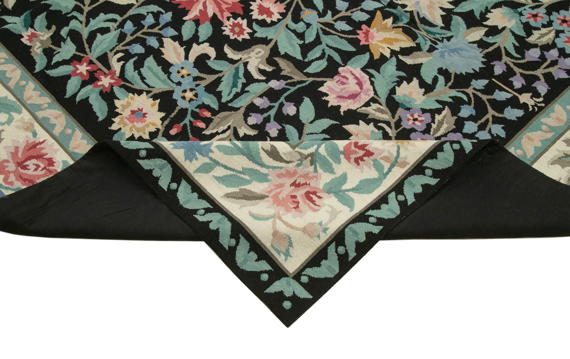 8x10 Black Needlepoint Kilim Rug - 22064