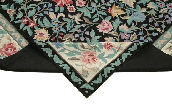 8x10 Black Needlepoint Kilim Rug - 22064