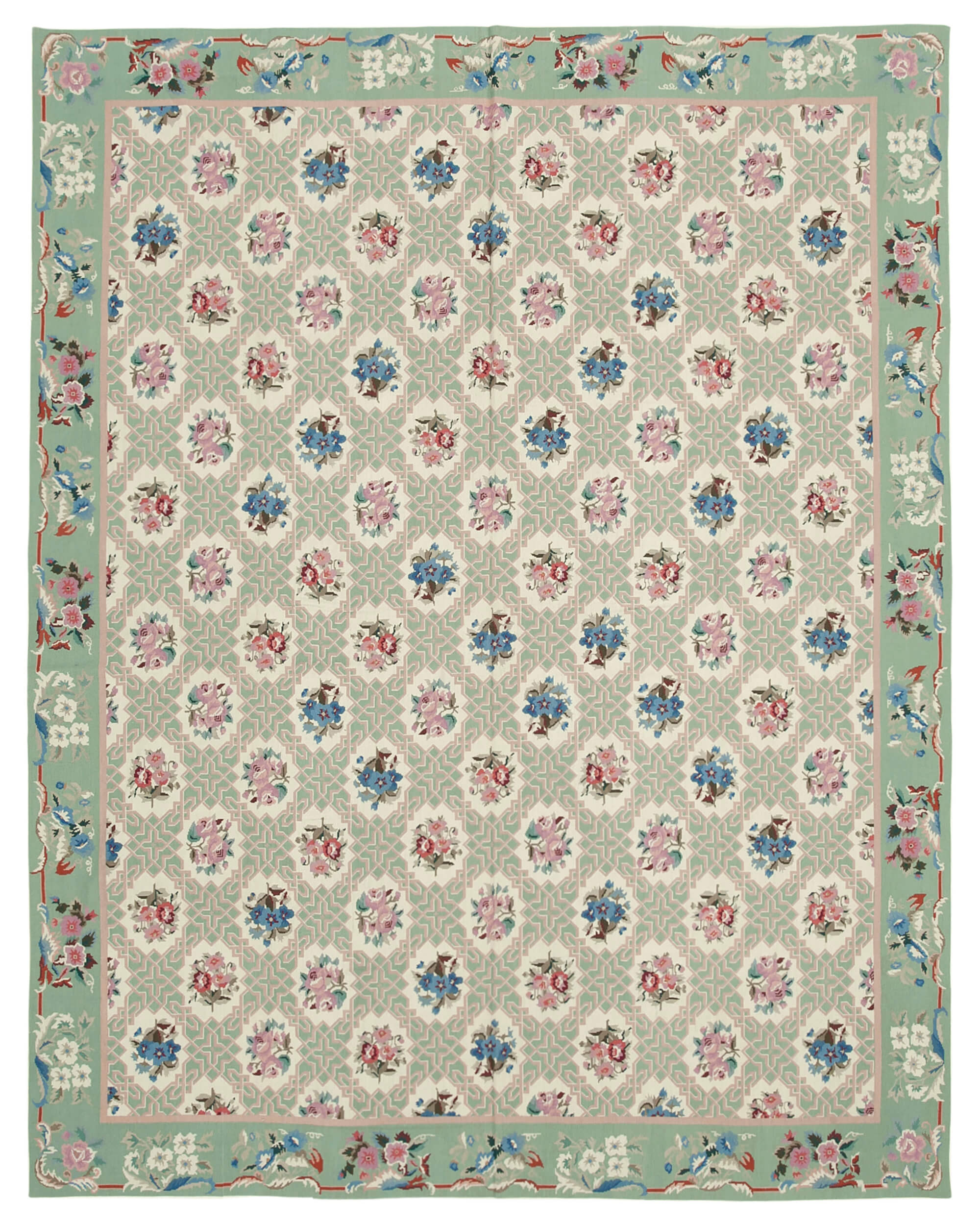 8x10 Blue Needlepoint Kilim Rug - 22066