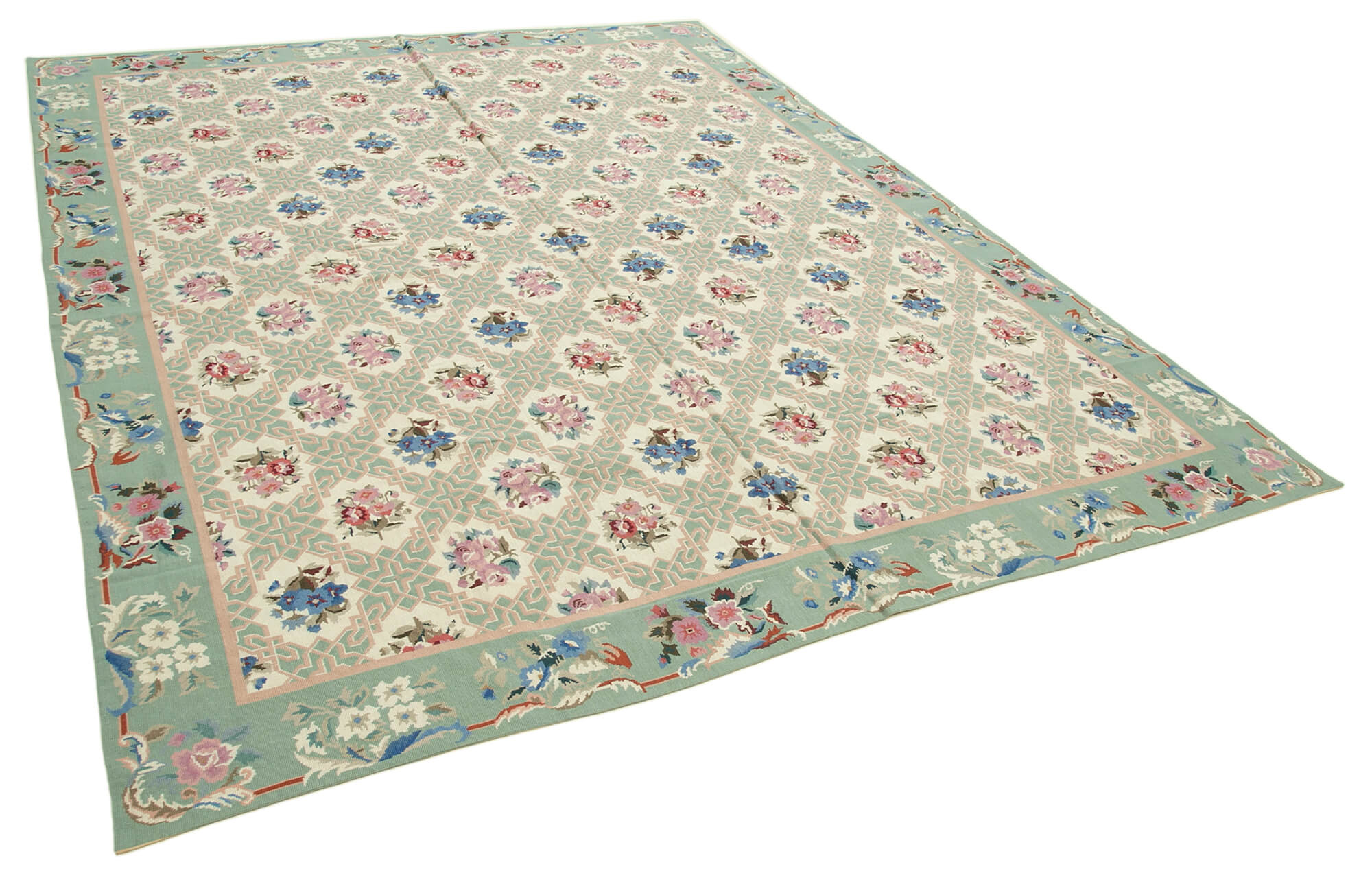8x10 Blue Needlepoint Kilim Rug - 22066