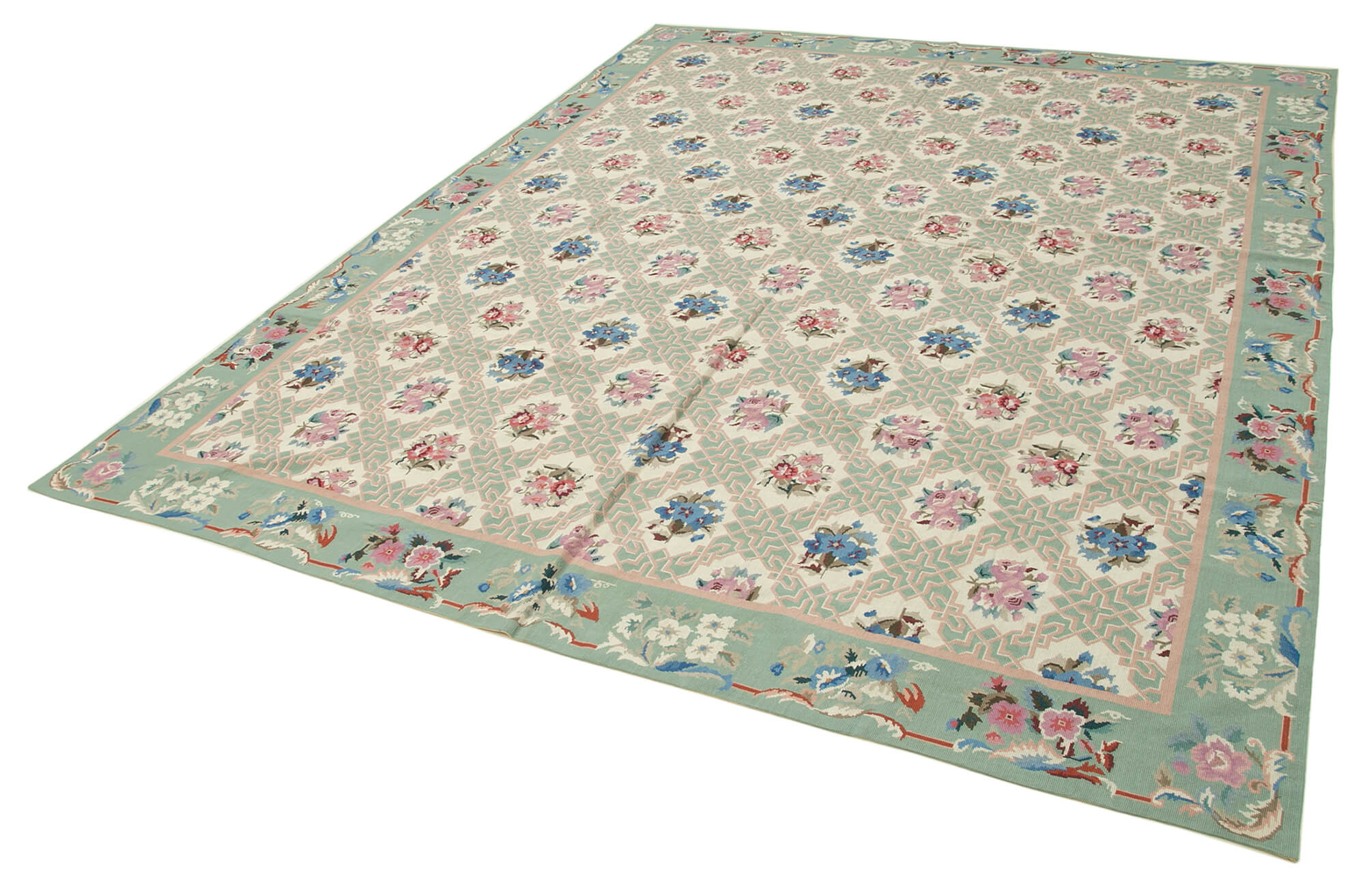 8x10 Blue Needlepoint Kilim Rug - 22066