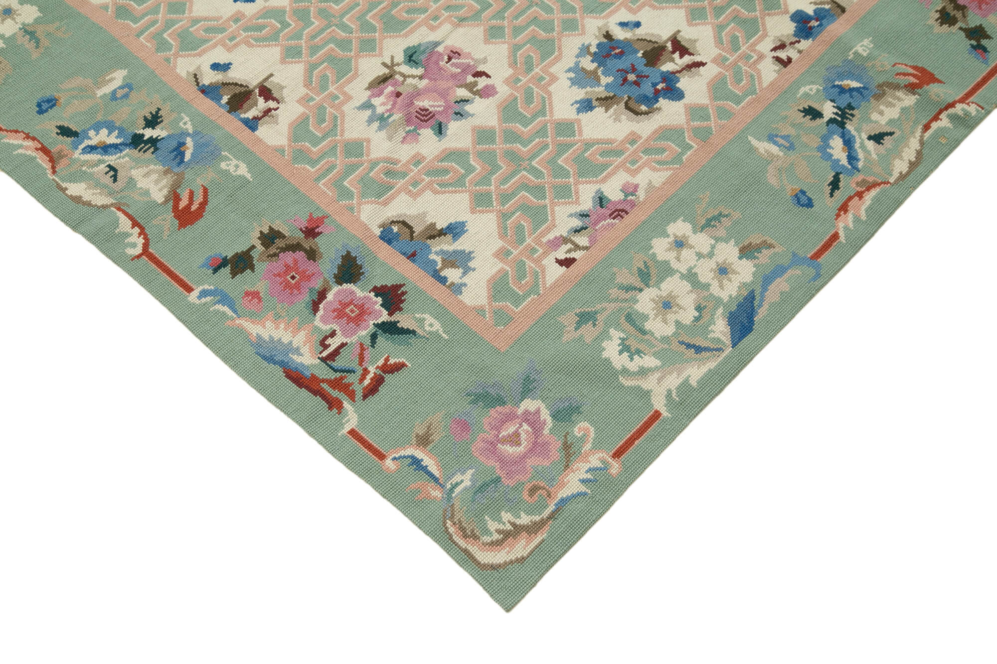 8x10 Blue Needlepoint Kilim Rug - 22066