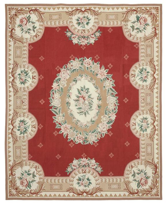 8x10 Beige Needlepoint Kilim Rug - 22072