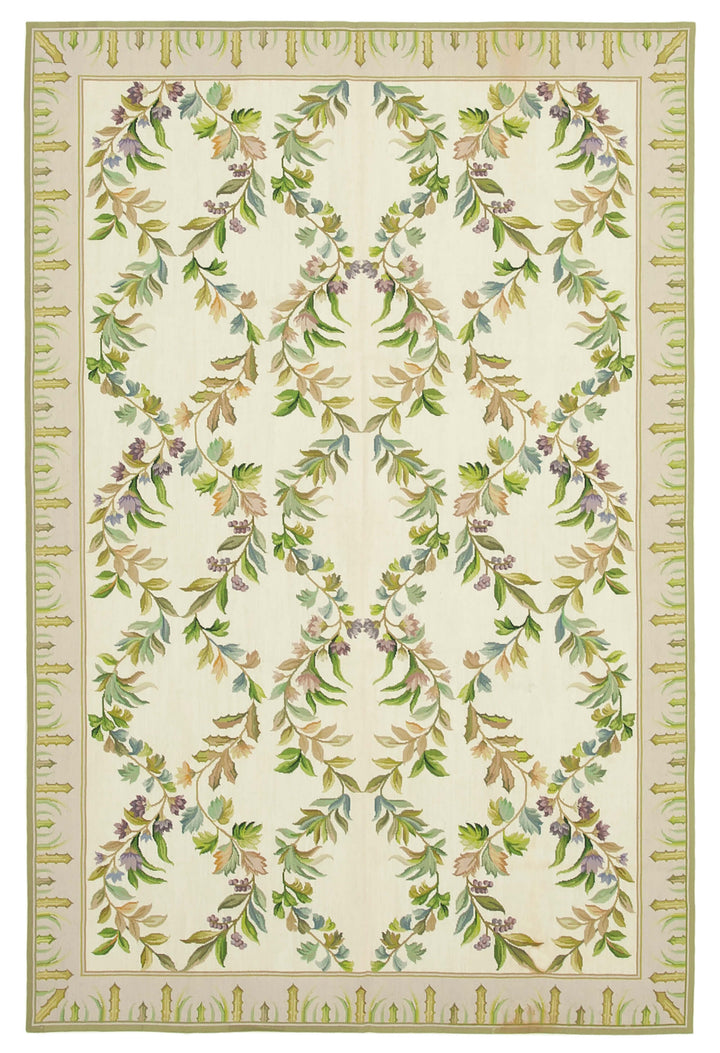 6x9 Beige Needlepoint Kilim Rug - 22079