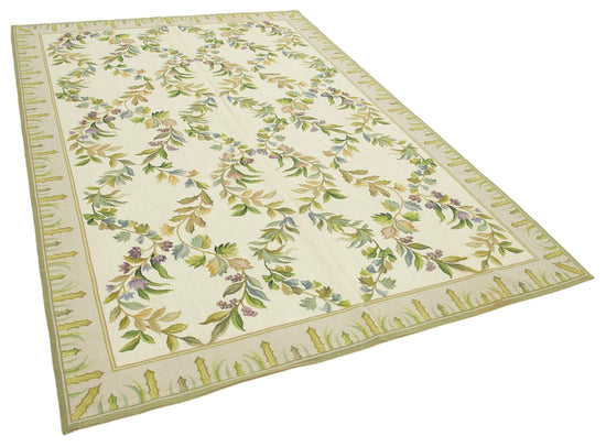 6x9 Beige Needlepoint Kilim Rug - 22079