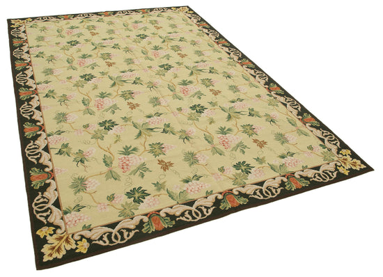 6x9 Beige Needlepoint Kilim Rug - 22080