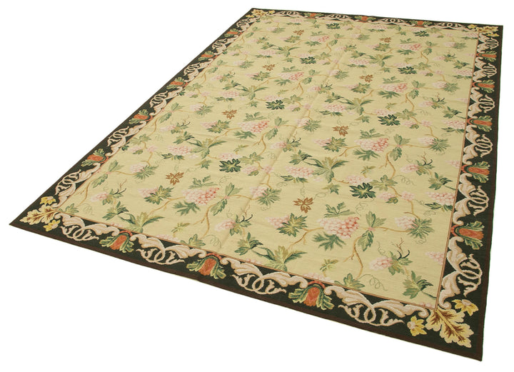 6x9 Beige Needlepoint Kilim Rug - 22080