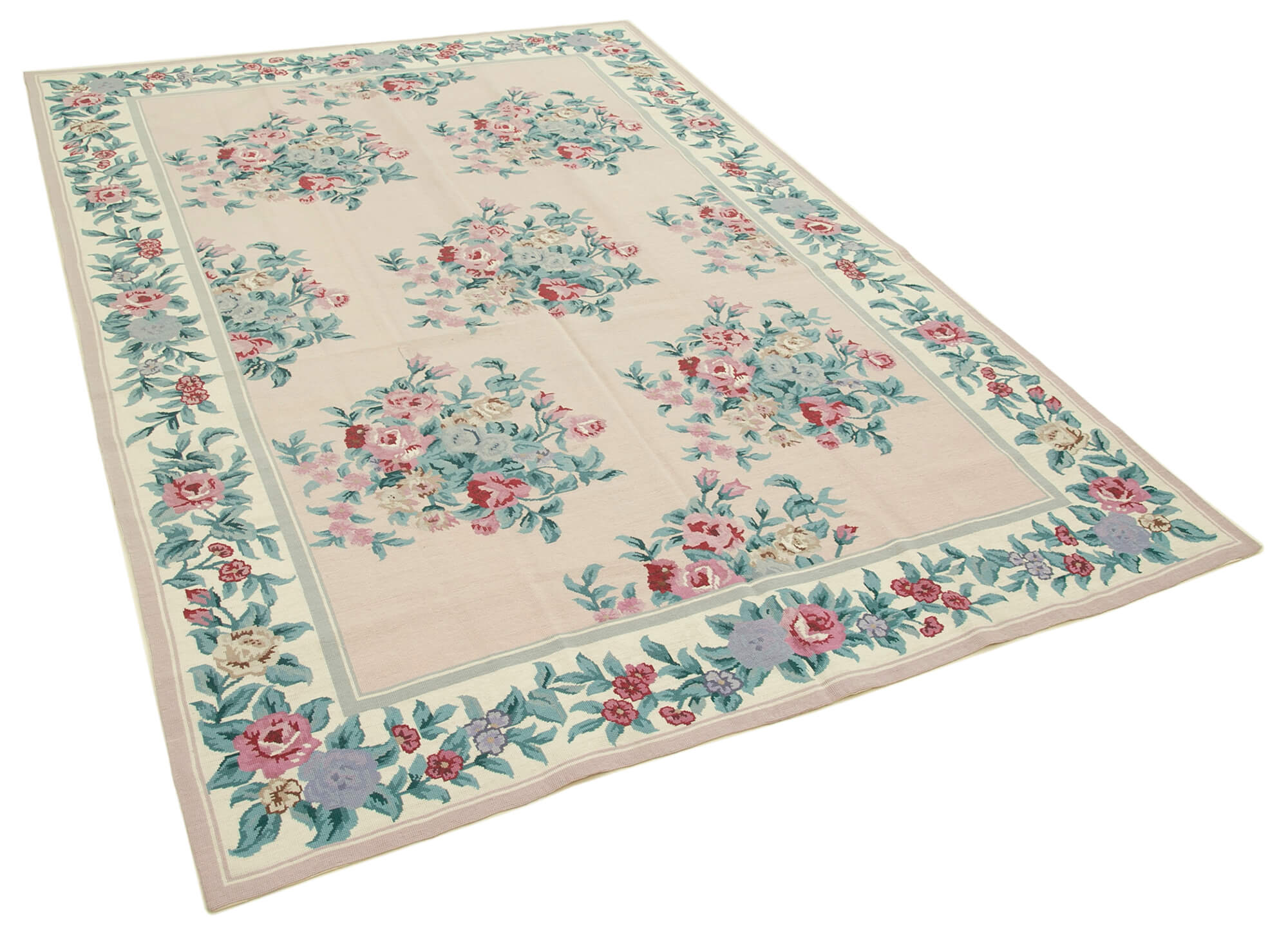 6x8 Pink Needlepoint Kilim Rug - 22082
