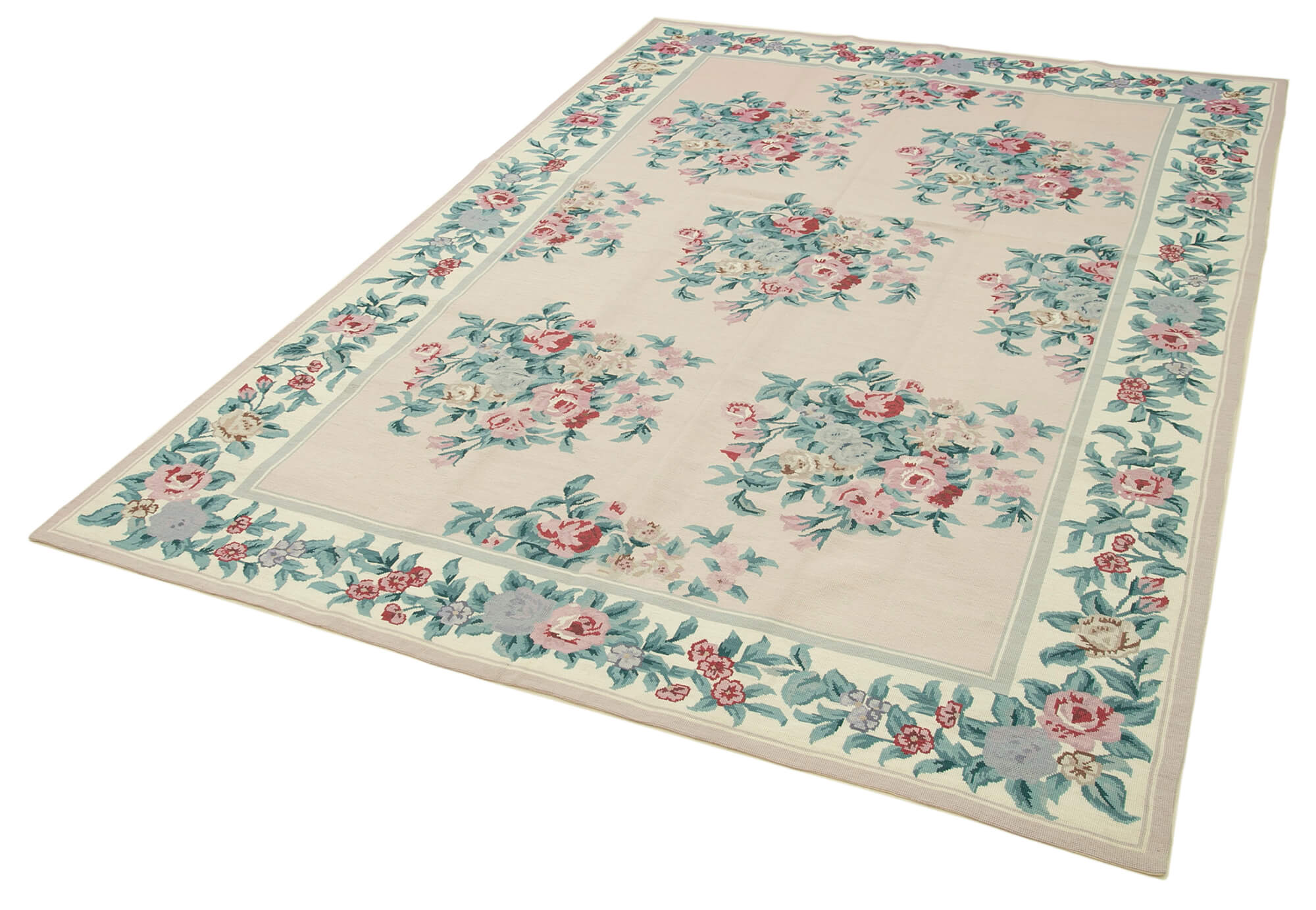6x8 Pink Needlepoint Kilim Rug - 22082