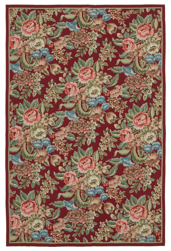 6x9 Red Needlepoint Kilim Rug - 22085