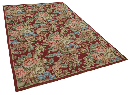 6x9 Red Needlepoint Kilim Rug - 22085