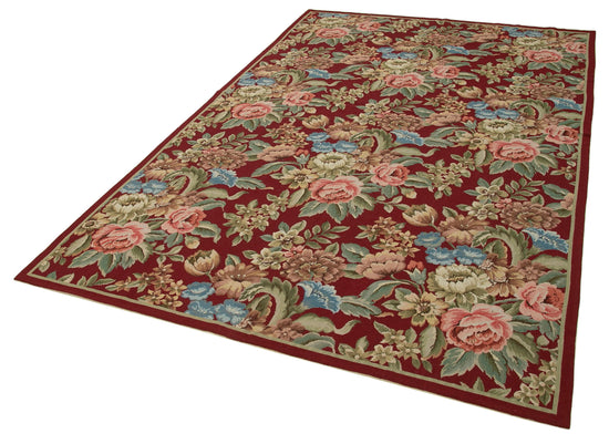 6x9 Red Needlepoint Kilim Rug - 22085