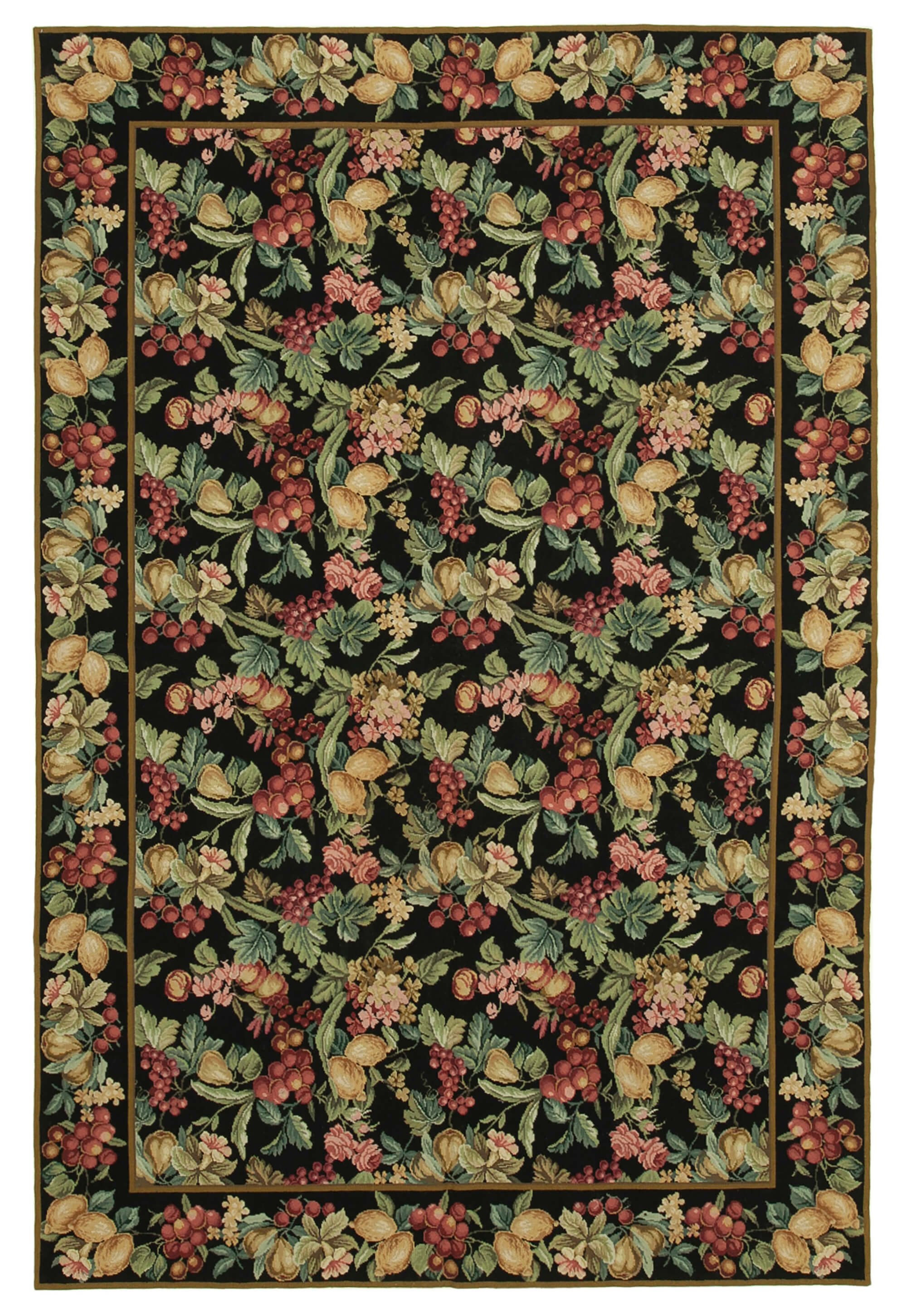 6x9 Black Needlepoint Kilim Rug - 22088