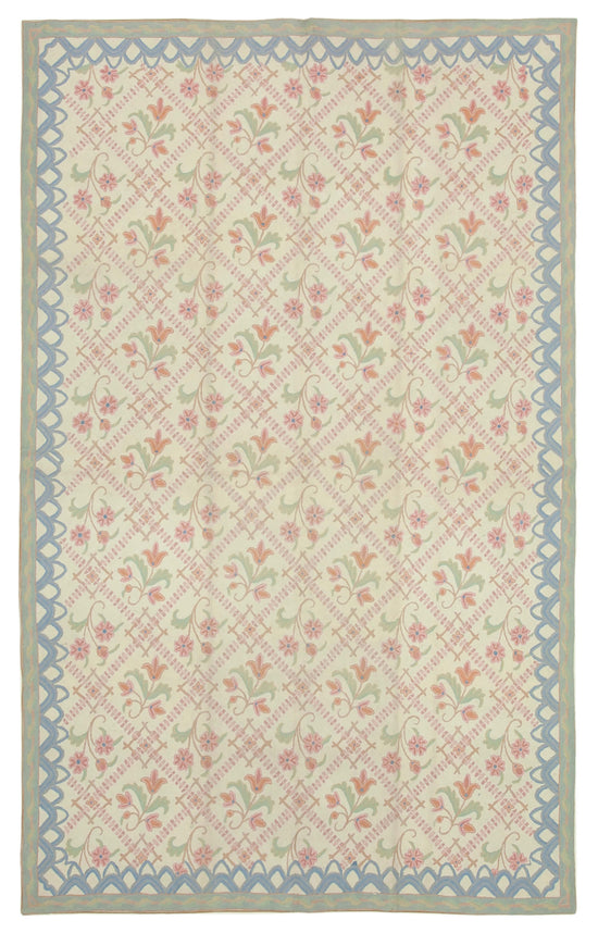 6x9 Beige Needlepoint Kilim Rug - 22090