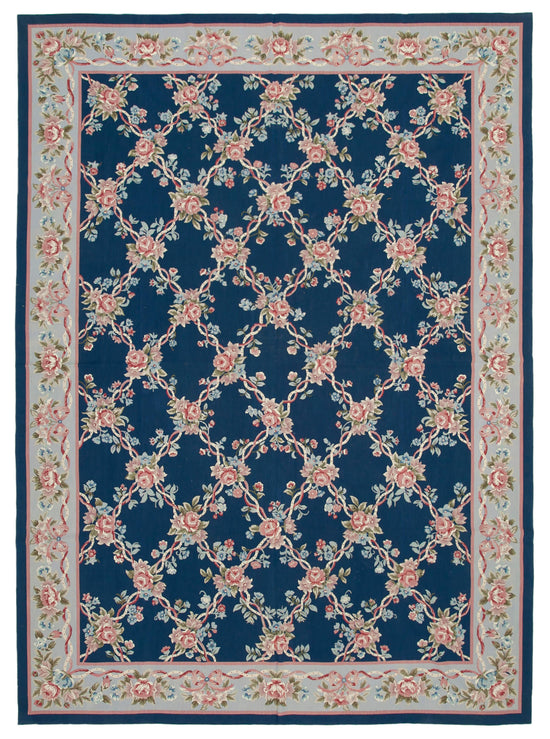 10x14 Blue Needlepoint Kilim Rug - 22091