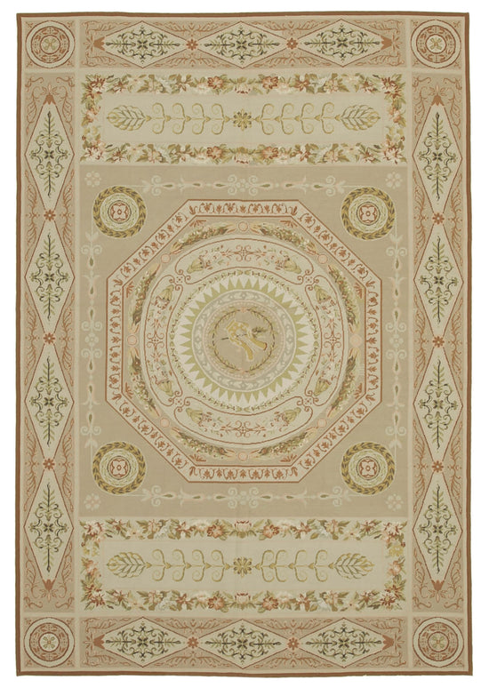 6x9 Beige Needlepoint Kilim Rug - 22093