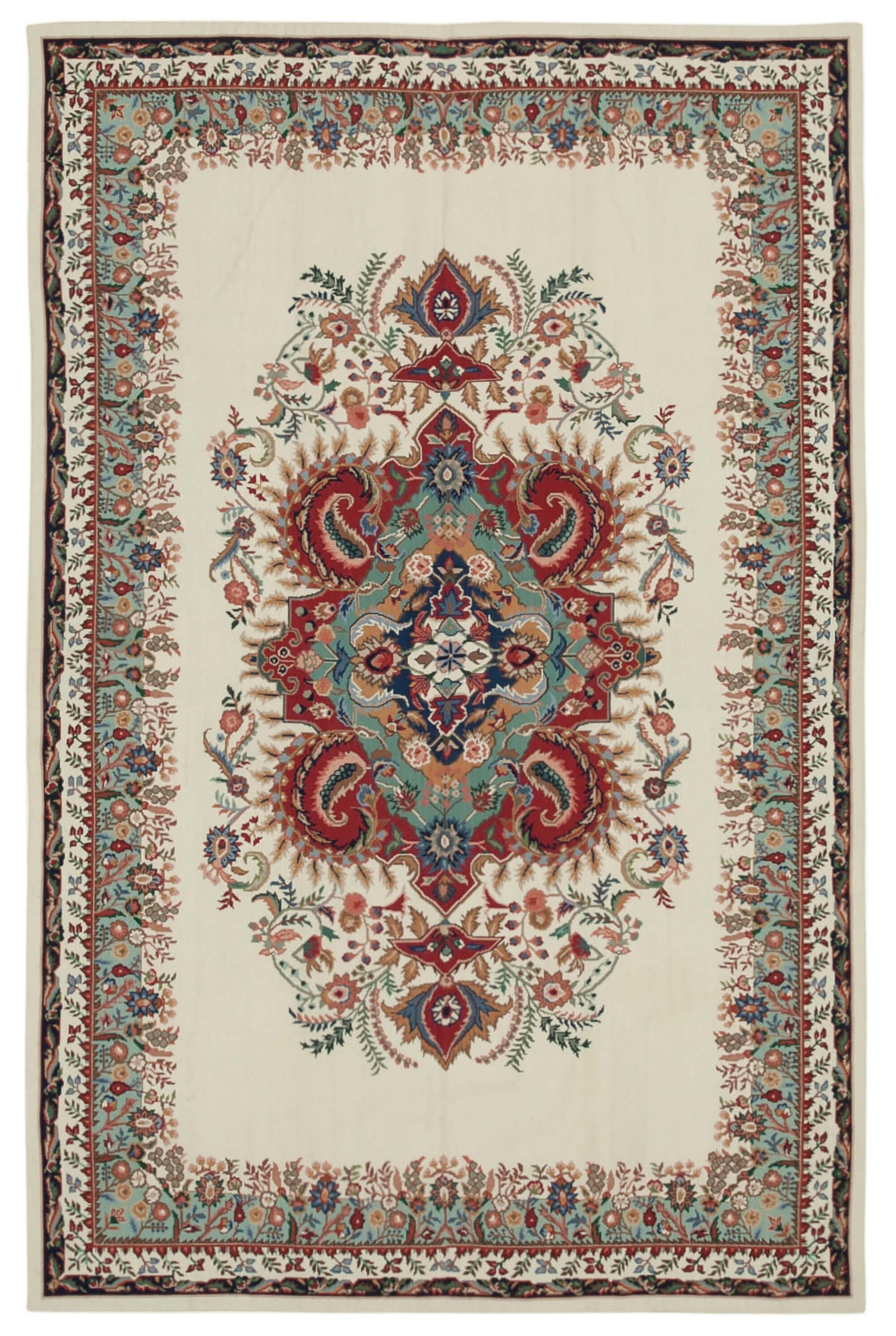 5x8 Beige Needlepoint Kilim Rug - 22094