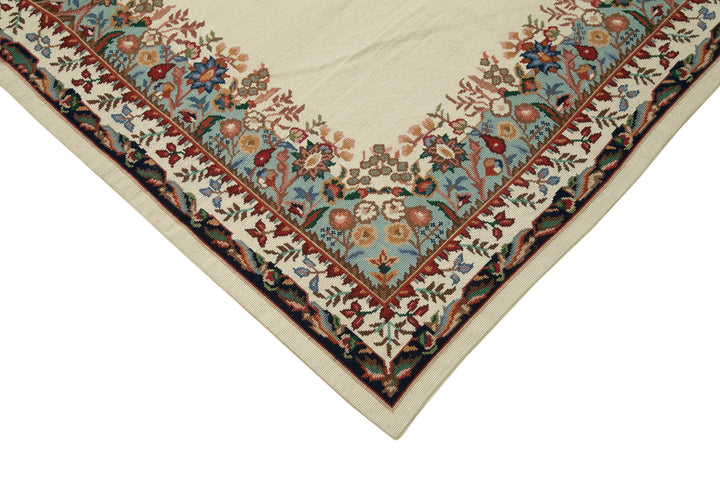 5x8 Beige Needlepoint Kilim Rug - 22094