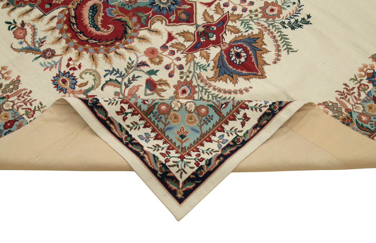 5x8 Beige Needlepoint Kilim Rug - 22094
