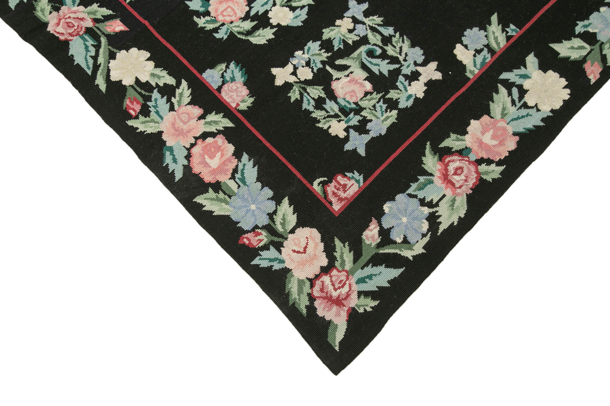 6x9 Black Needlepoint Kilim Rug - 22095