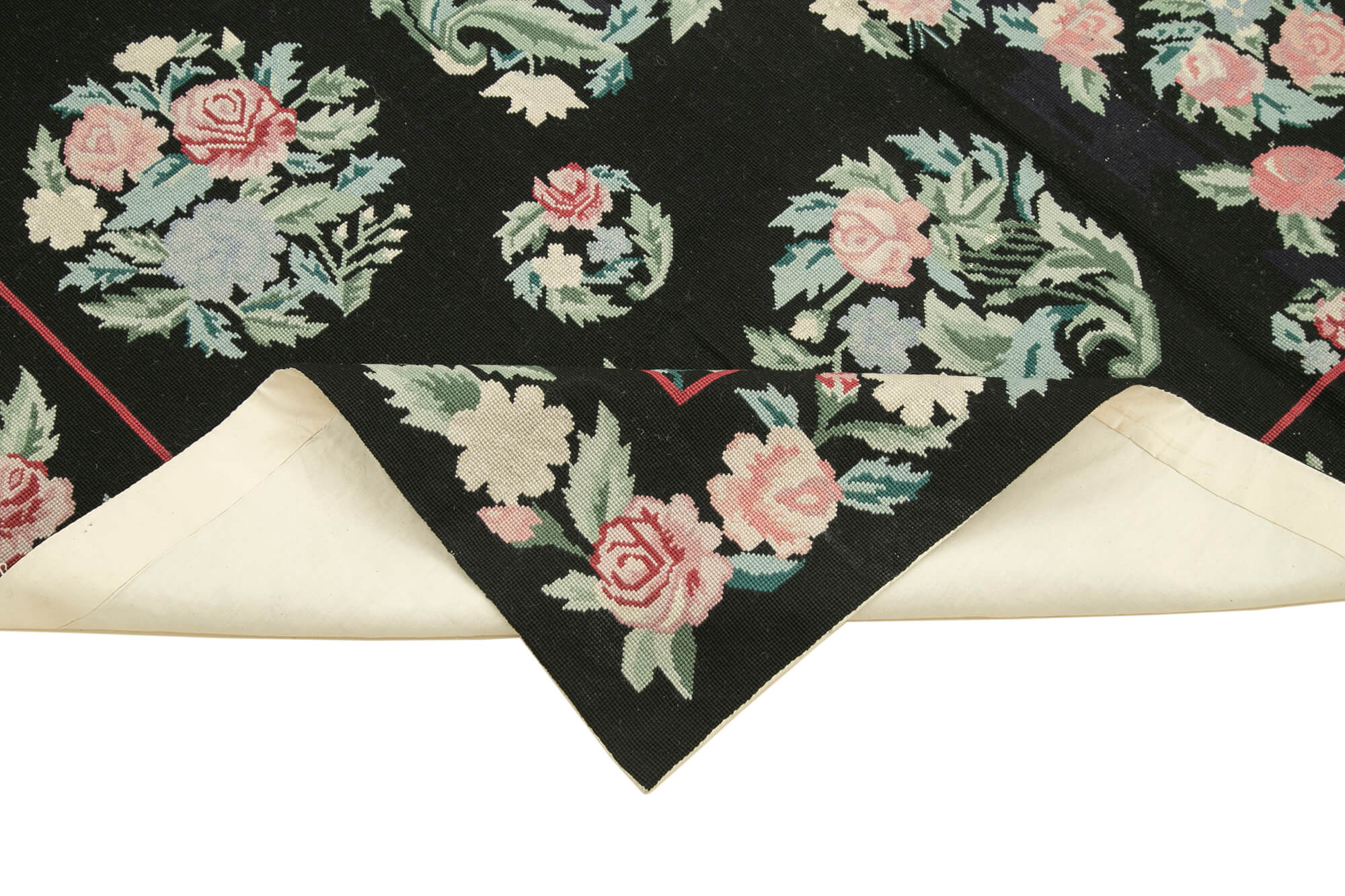 6x9 Black Needlepoint Kilim Rug - 22095