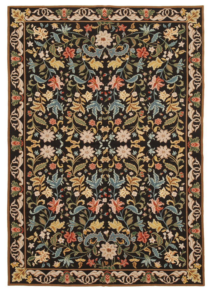 6x9 Black Needlepoint Kilim Rug - 22097