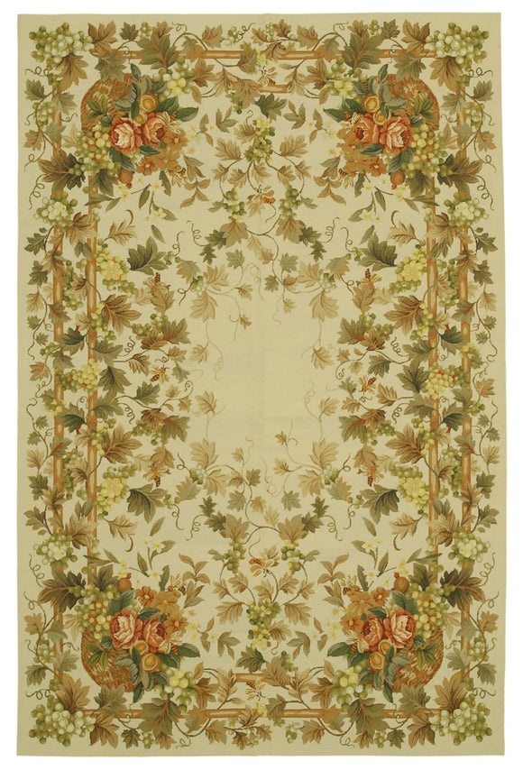 6x9 Beige Needlepoint Kilim Rug - 22098