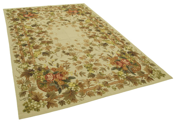 6x9 Beige Needlepoint Kilim Rug - 22098