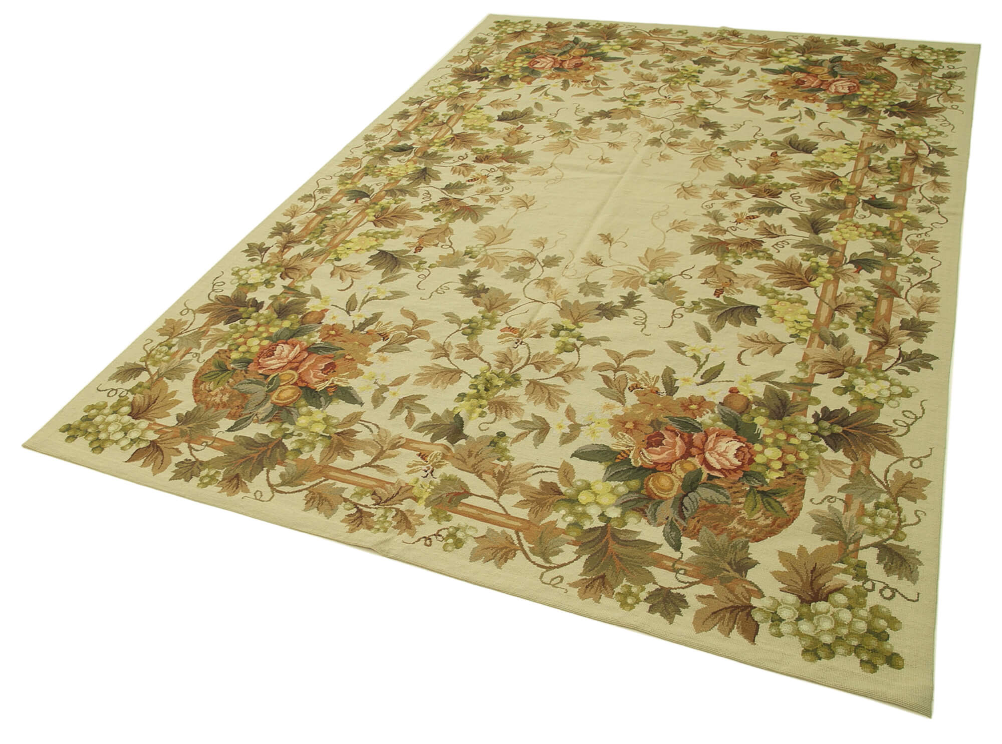 6x9 Beige Needlepoint Kilim Rug - 22098