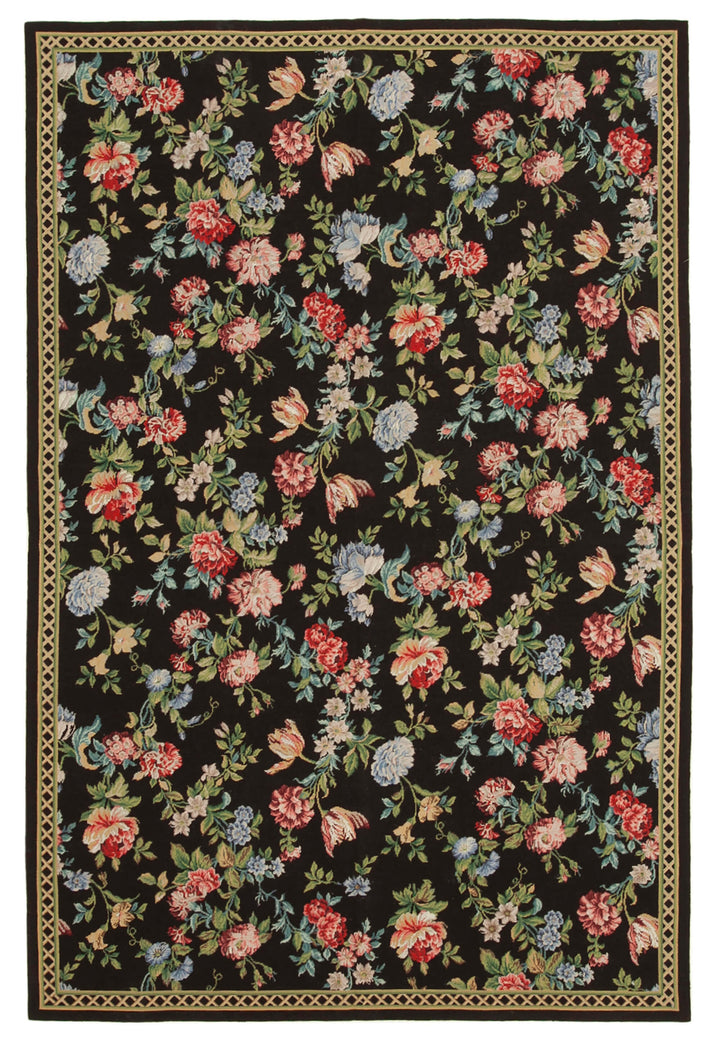 6x9 Black Needlepoint Kilim Rug - 22100