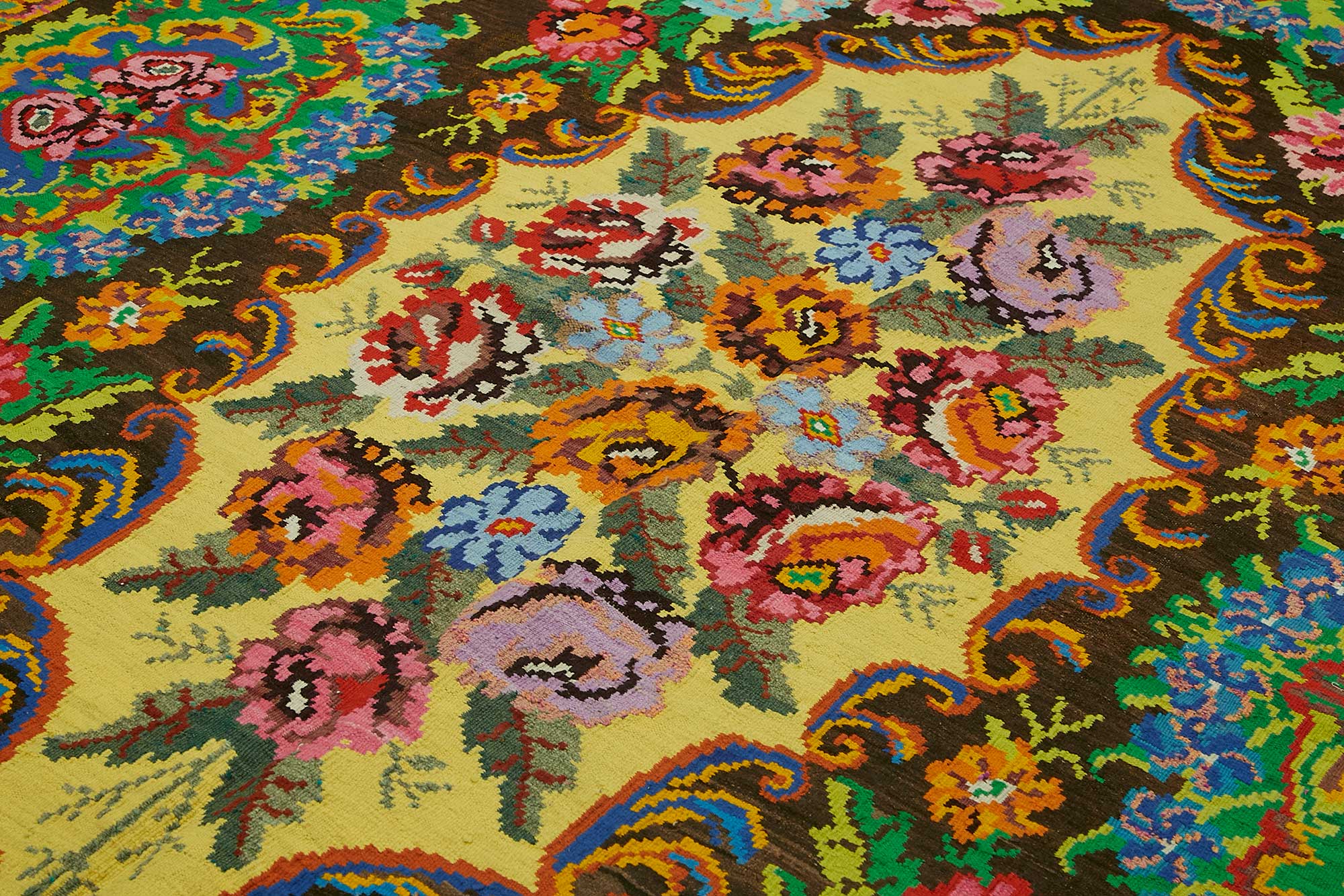 7x11 Brown Vintage Moldovan Kilim Rug - 22191