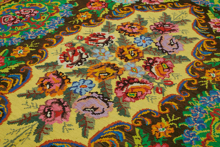 7x11 Brown Vintage Moldovan Kilim Rug - 22191