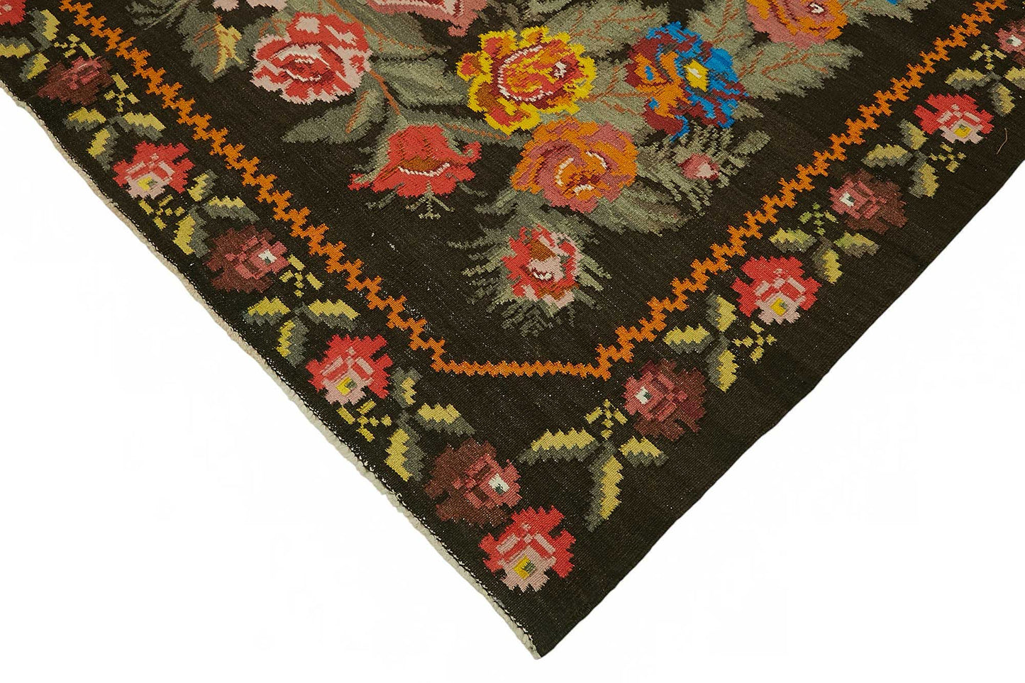 8x11 Black Vintage Moldovan Kilim Rug - 22198