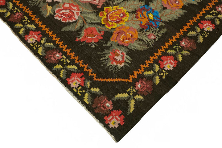 8x11 Black Vintage Moldovan Kilim Rug - 22198