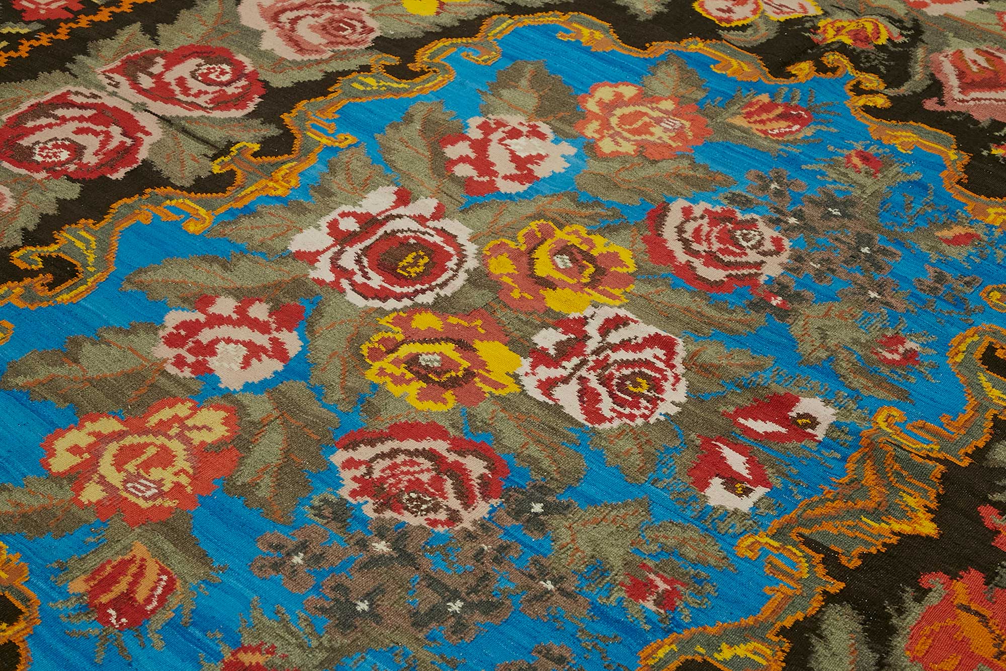 8x11 Black Vintage Moldovan Kilim Rug - 22198
