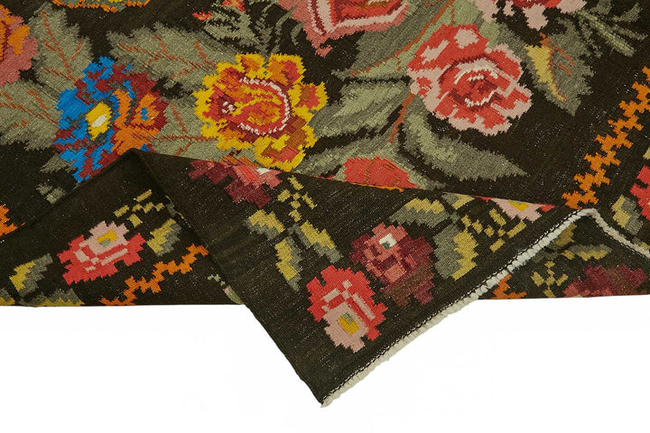 8x11 Black Vintage Moldovan Kilim Rug - 22198