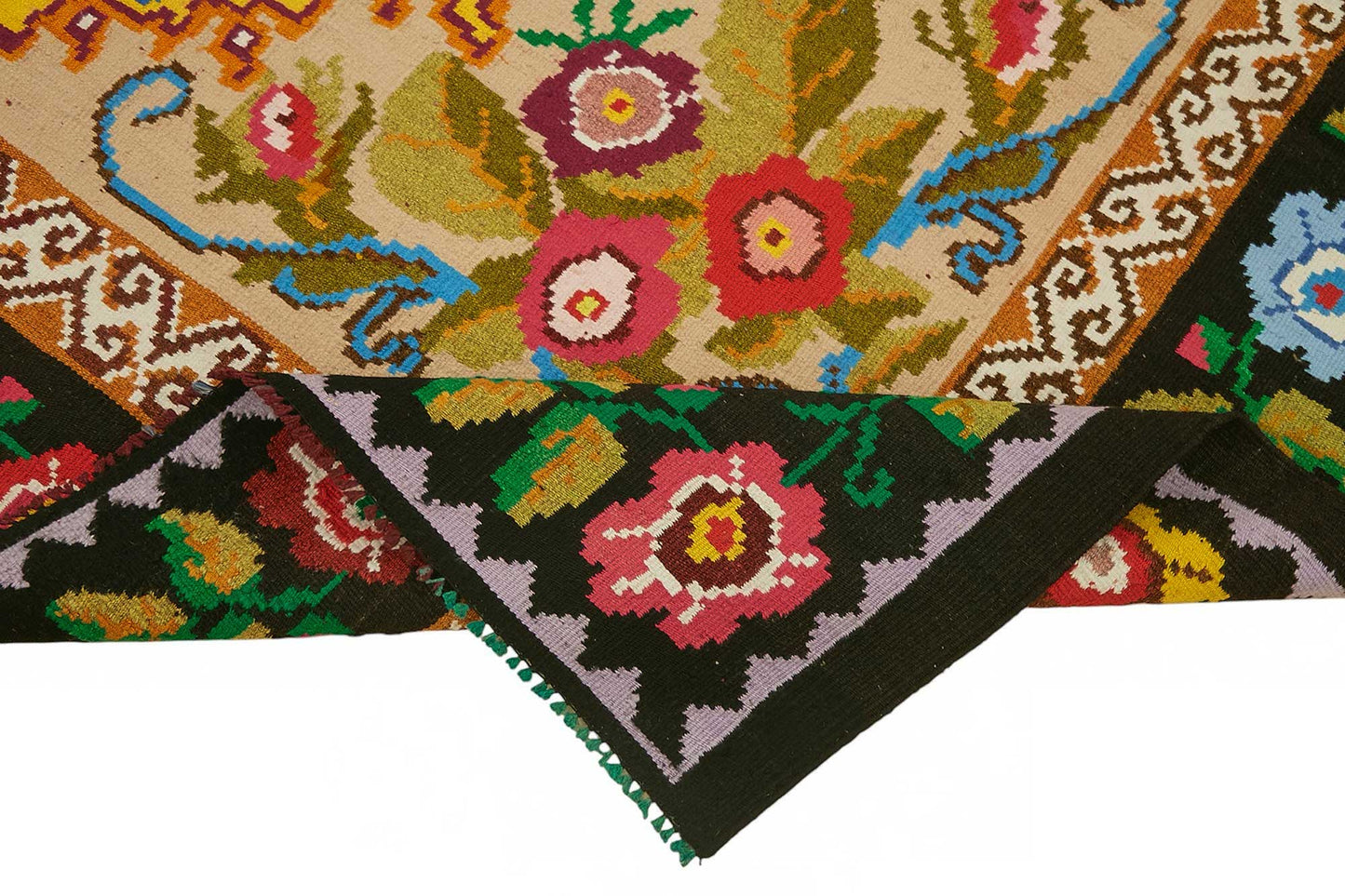 6x8 Black Vintage Moldovan Kilim Rug - 22201