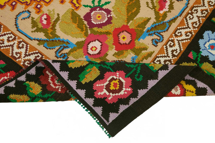 6x8 Black Vintage Moldovan Kilim Rug - 22201