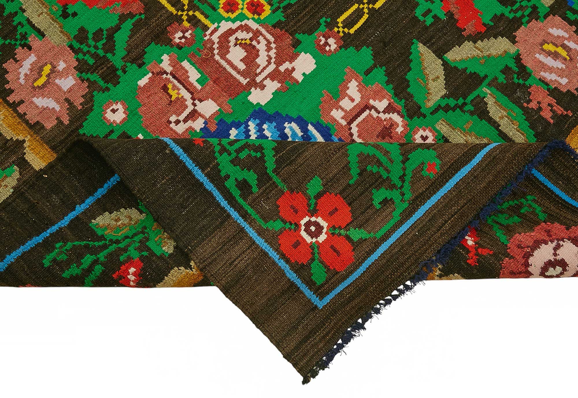 8x12 Black Vintage Moldovan Kilim Rug - 22205